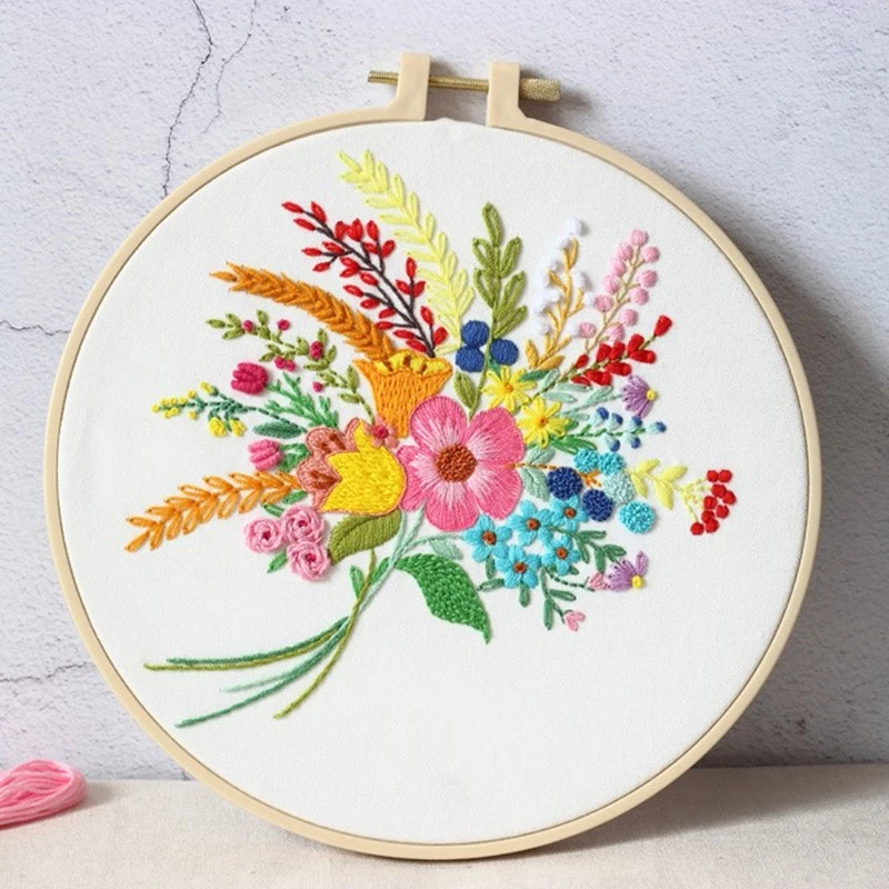 Plant Flowers Embroidery Needlework Kit DIY Retro Cross Stitch Material Package Hand-stitched Embroidered for Beginners Handwork