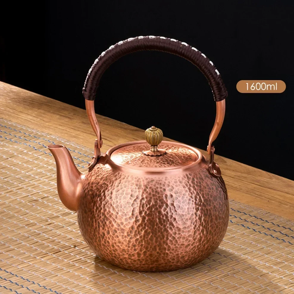 1200/1600ml Retro Style Handmade Copper Pot For Boiling Water Large Capacity Health Care Teapot Pure Copper Boiling Tea Kettle