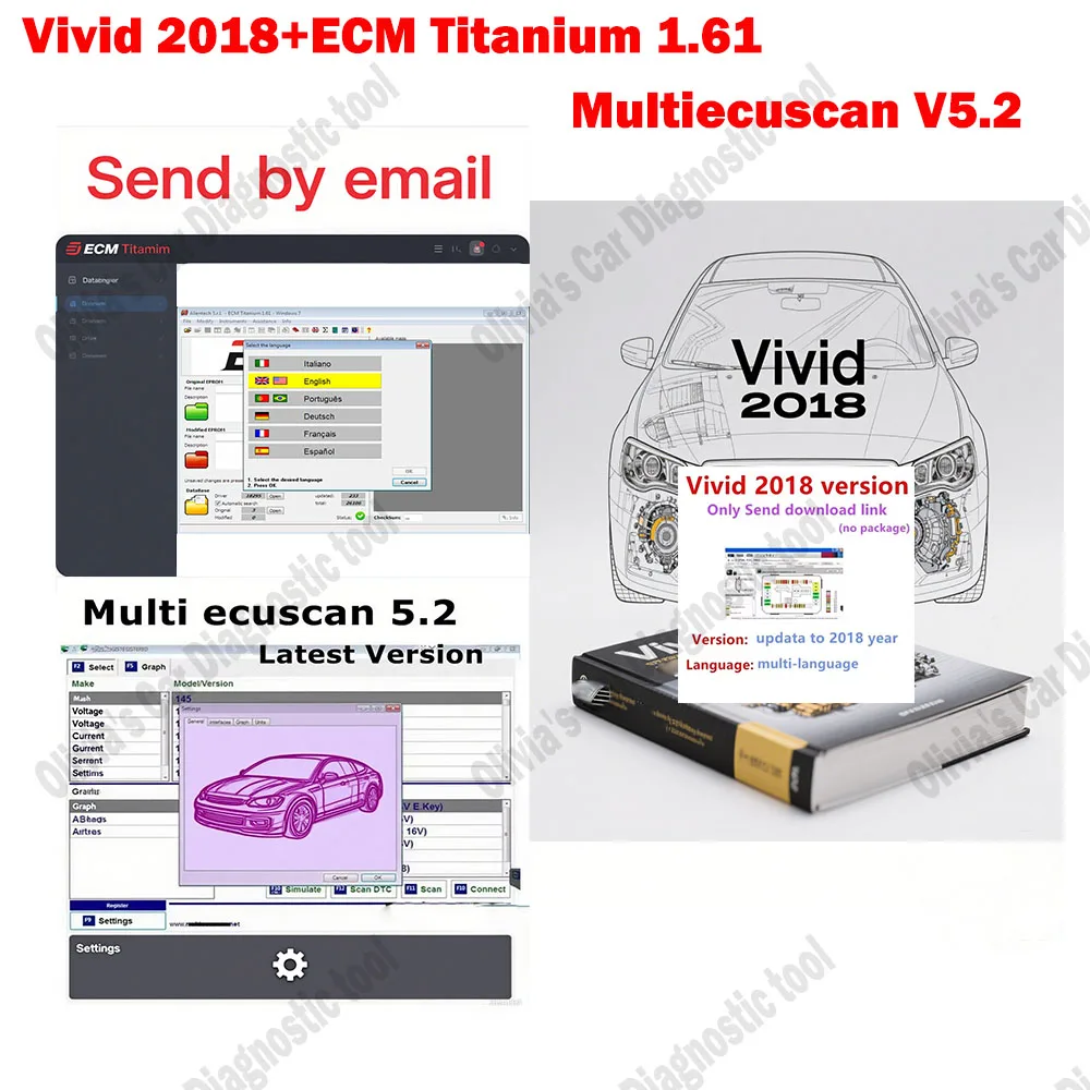 

Multiecuscan V5.2 work for ELM327+ Vivid 2018 workshop data OBD2 Scanner tools + ECM TITANIUM 1.61 With 26000 + Driver ECM 18259
