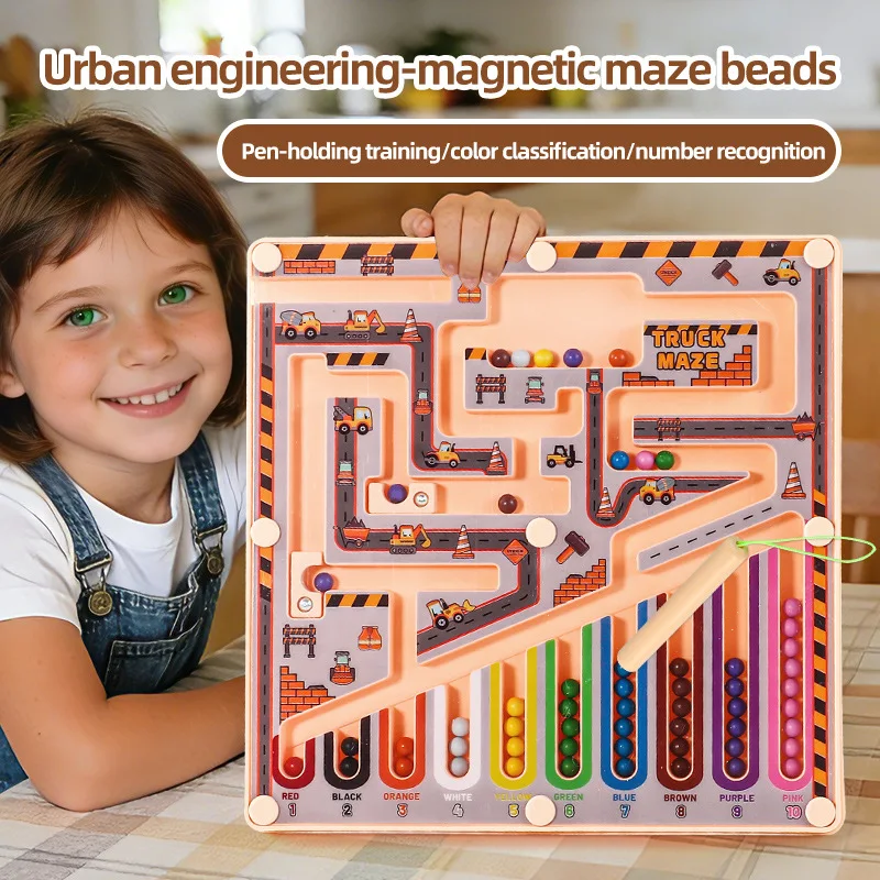 Advanced Magnetic Maze Rolling Ball Toy - Math Logic Thinking Cognitive Educational Playset for Early Childhood Development