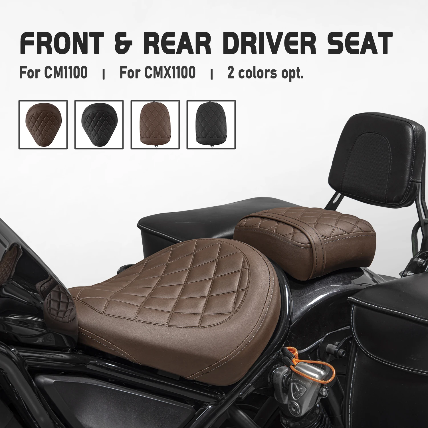 

For Honda Rebel CMX 1100 CMX1100 2021-2024 CM1100 CM 1100 Motorcycle Seat Cushion Rear Passenger Pillion Front Driver Tail Cover