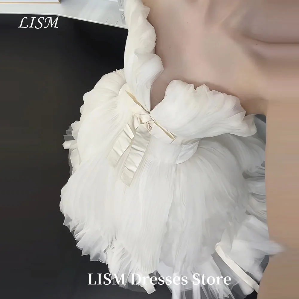 

LISM Sweetheart A-Line Korea Wedding Dresses Sleeveless Soft Organza Floor Length Elegant Bridal Gowns 웨딩드레스 Customized Corsets