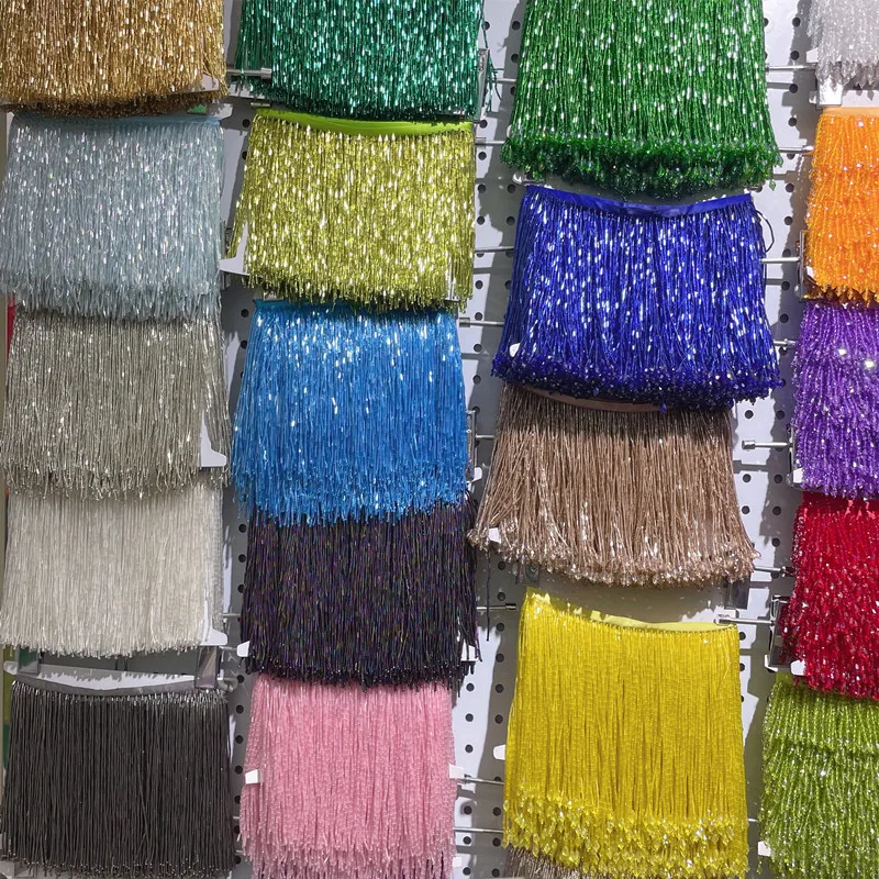 Tube Tassel Lace Trim, Wedding Evening Dress, Beaded Decoration, 15cm Width, 38 Colors, RS4045, 5Yards, Wholesale