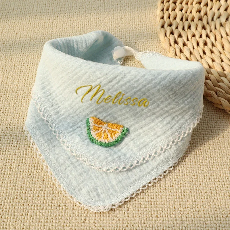 Personalized Baby Bib Cotton Triangular Bibs For Babies Muslin Burp Cloth Infant Waterproof Apron Custom Bibs Baby Name Gift