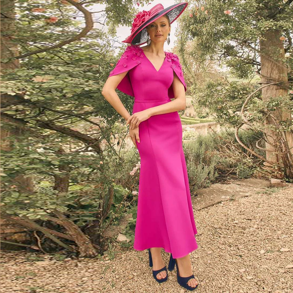 

Индивидуальные вечерние платья-русалка цвета фуксии с аппликациями для матери невесты, длинные вечерние платья-труба для ночных мероприятий, коллекция 2026