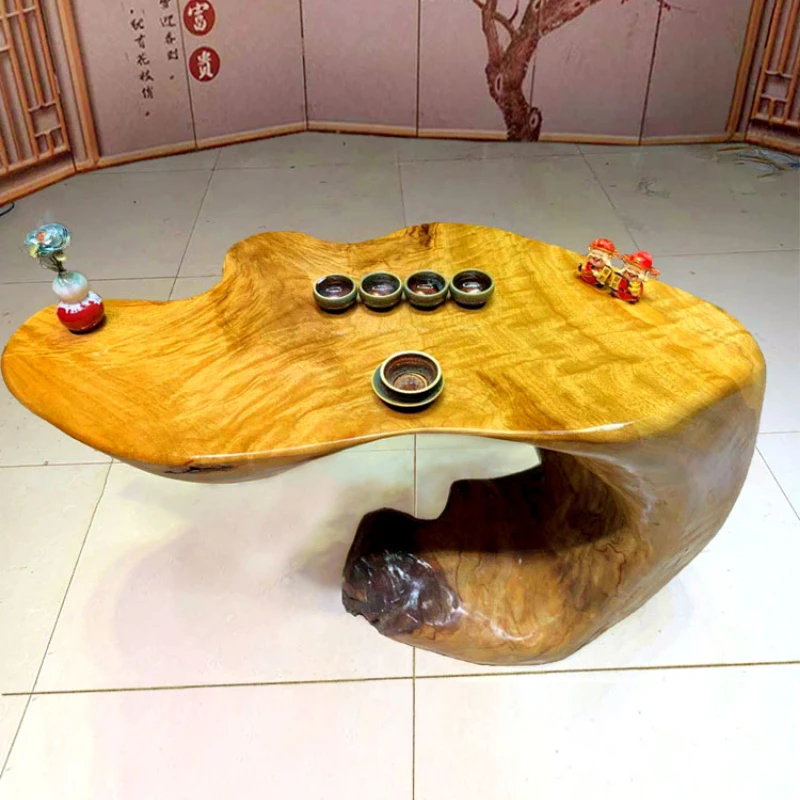 

Tree root tea table solid wood kungfu tea table integral log root balcony root carving