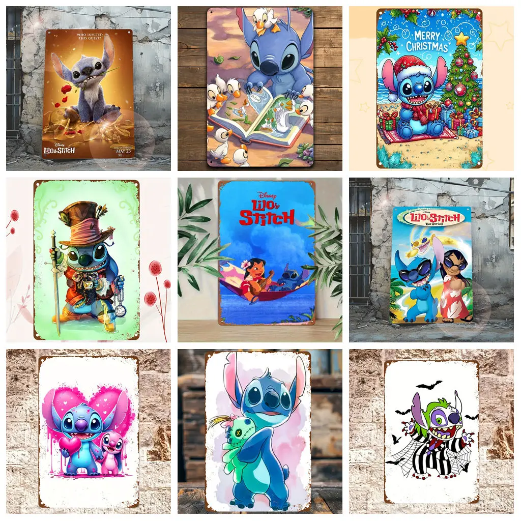 

Miniso Classic Animation Stitch Metal Signs wall decor Tin Signs Captain Metal Poster Decor for Bar Pub Club Wall Decoration