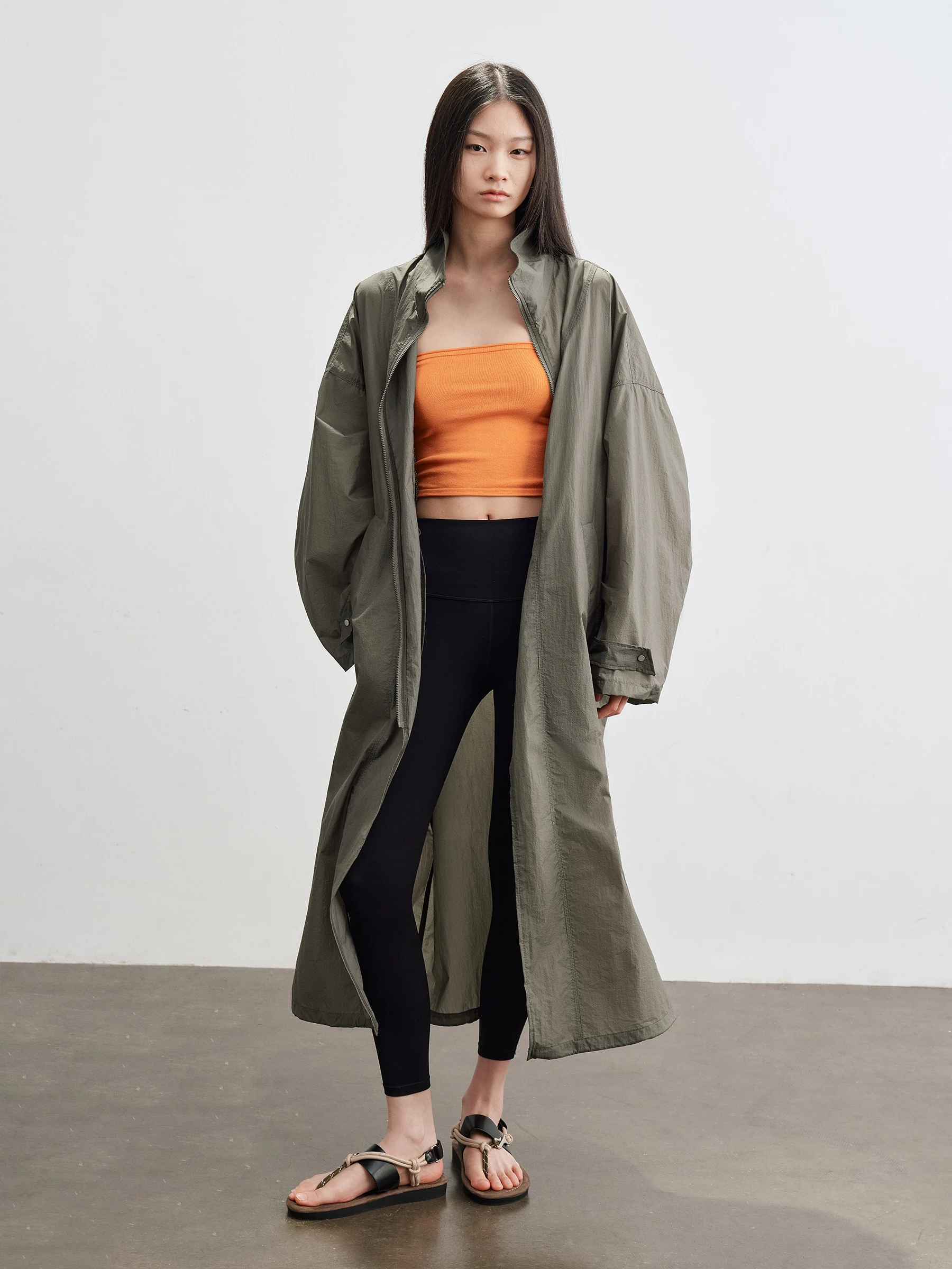 SHKUCO UPF50 Original Yarn Loose Transparent Double Grid Paper Sensation Sun Protection Long Windbreaker Women's Fashion Summer