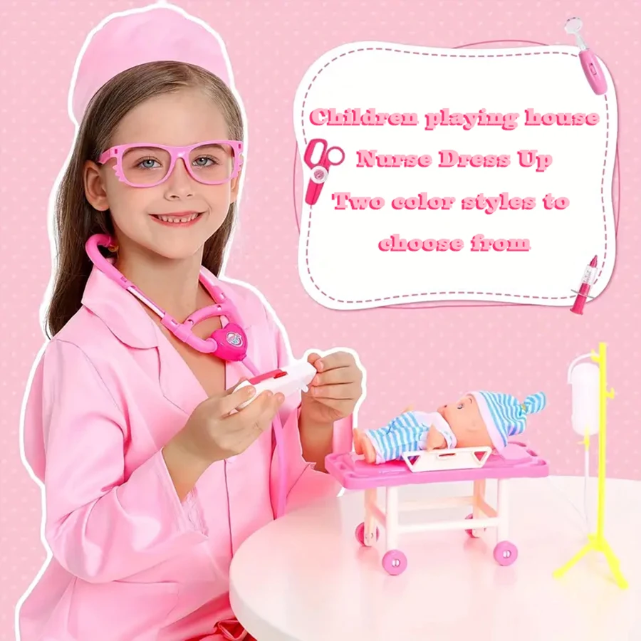 Детский костюм врача из 2 предметов, игрушка врача для ролевых игр, наряд медсестры на Хэллоуин, унисекс, костюм для вечеринки, подарок на день рождения, праздничный подарок, рождественский подарок, подарок на Хэллоуин