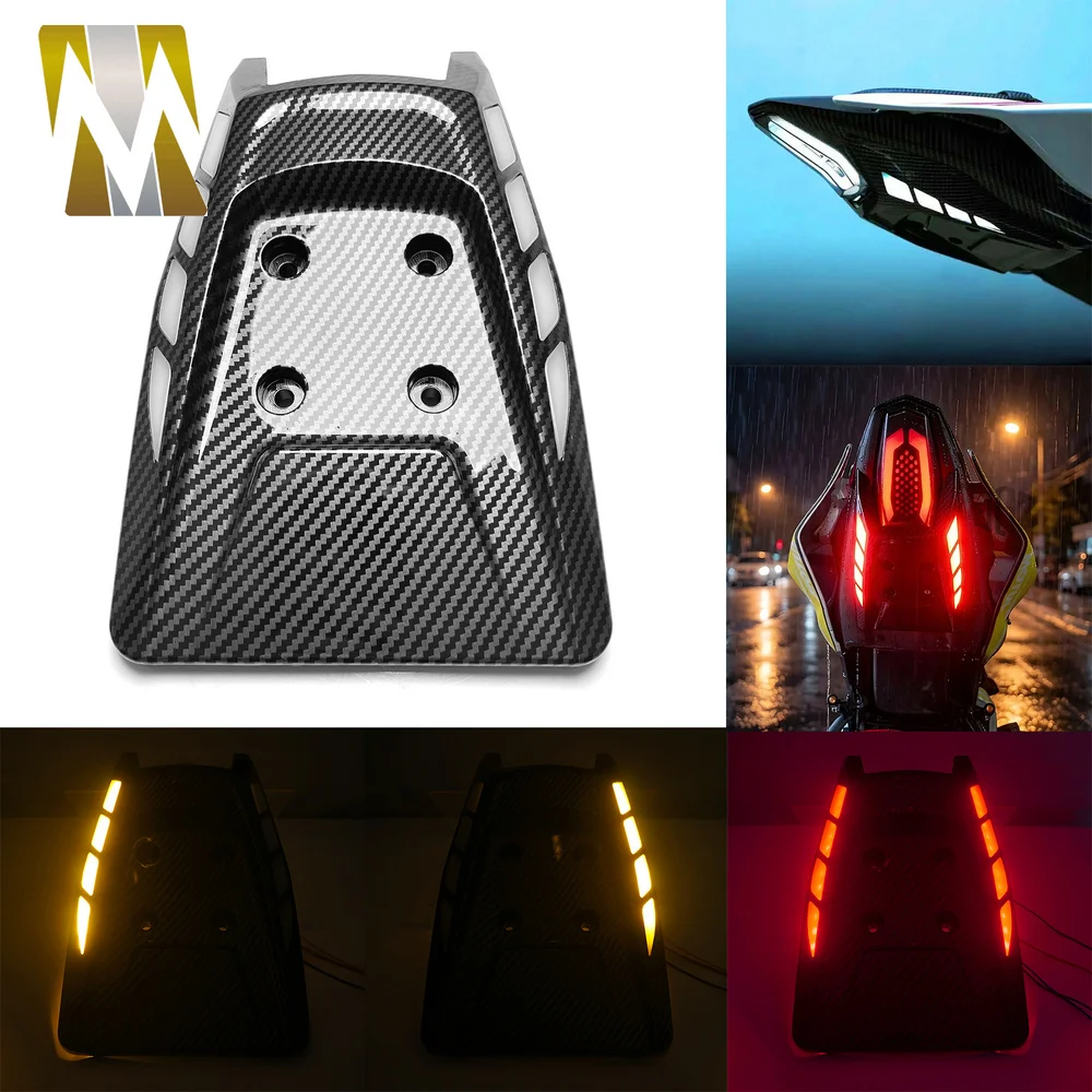 Motorcycle LED Undertail Signal Light Carbon Fiber Pattern Cover Compatible with YAMAHA R15 V3 V4 2017-2026