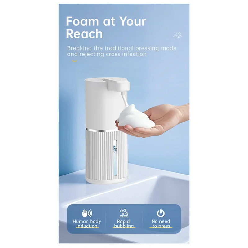 

A93E-Дозатор пенного мыла, 380 мл, бесконтактный автоматический USB перезаряжаемый электрический дозатор пенного мыла