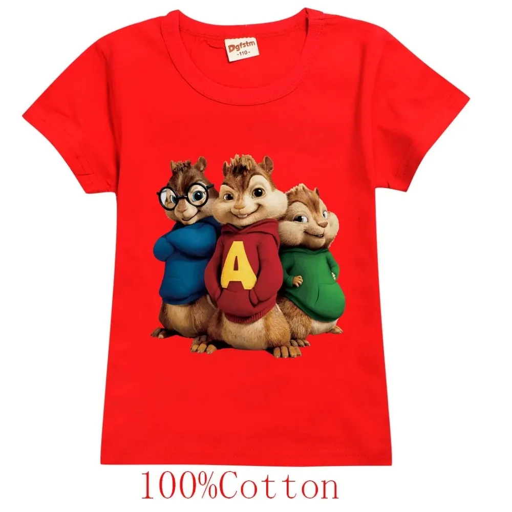 Potdemiel Summer Children's Short Sleeve T-shirt Alvin and The Chipmunks Boys Cartoon Tee Kids Clothes Boys Girl Funny Cool Tops