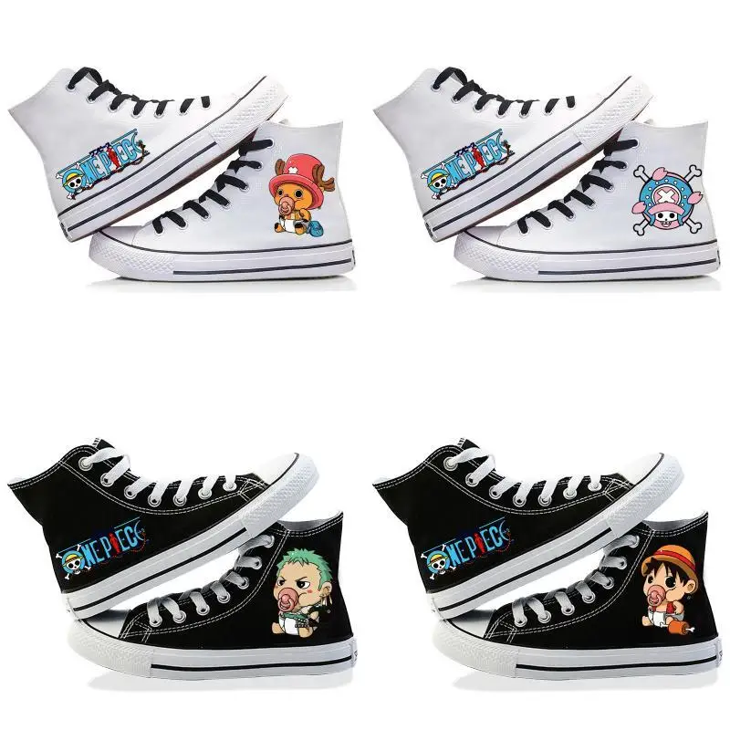 

One Piece Luffy Zoro Nami Chopper Sanji High-Top Canvas Shoes Anime Peripheral Cartoon Cute Print Youth Student Sport Shoes Gift