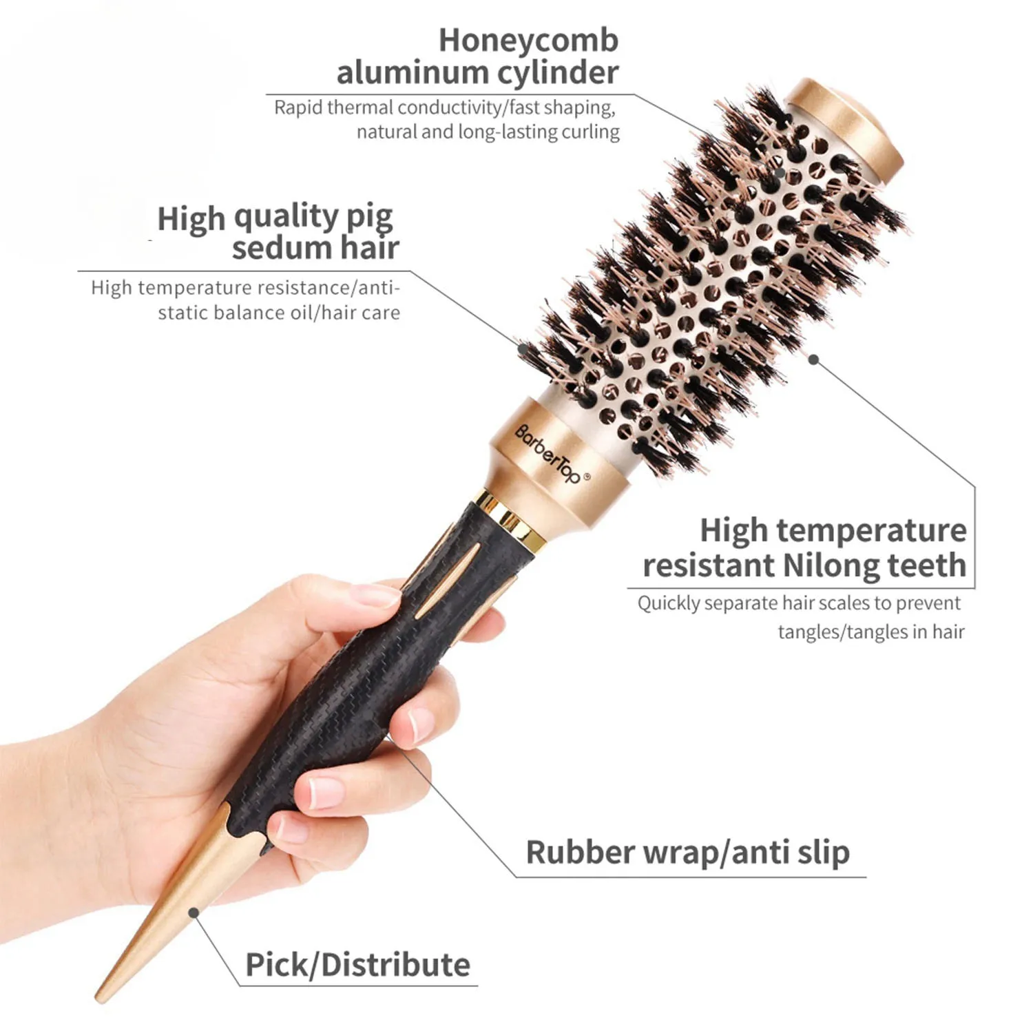 Salon Round Comb Curly Hair Rollers Brush 4 Sizes Hair Curlerl Boar Bristle Barrel Hair Curling Brush Hairdressing Styling Tools