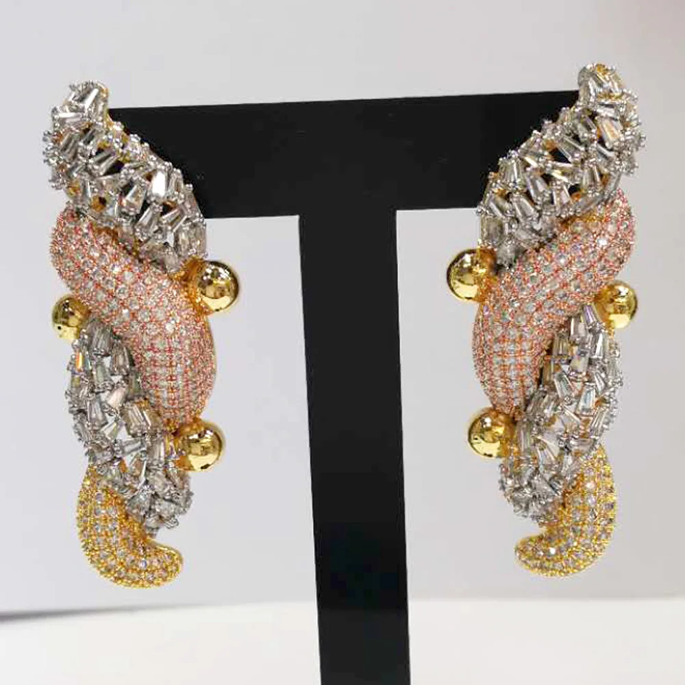 

Missvikki Luxury Gorgeous Statement Big Pendant Earrings For Women Wedding Party Bohemia pendientes mujer moda CZ Maxi