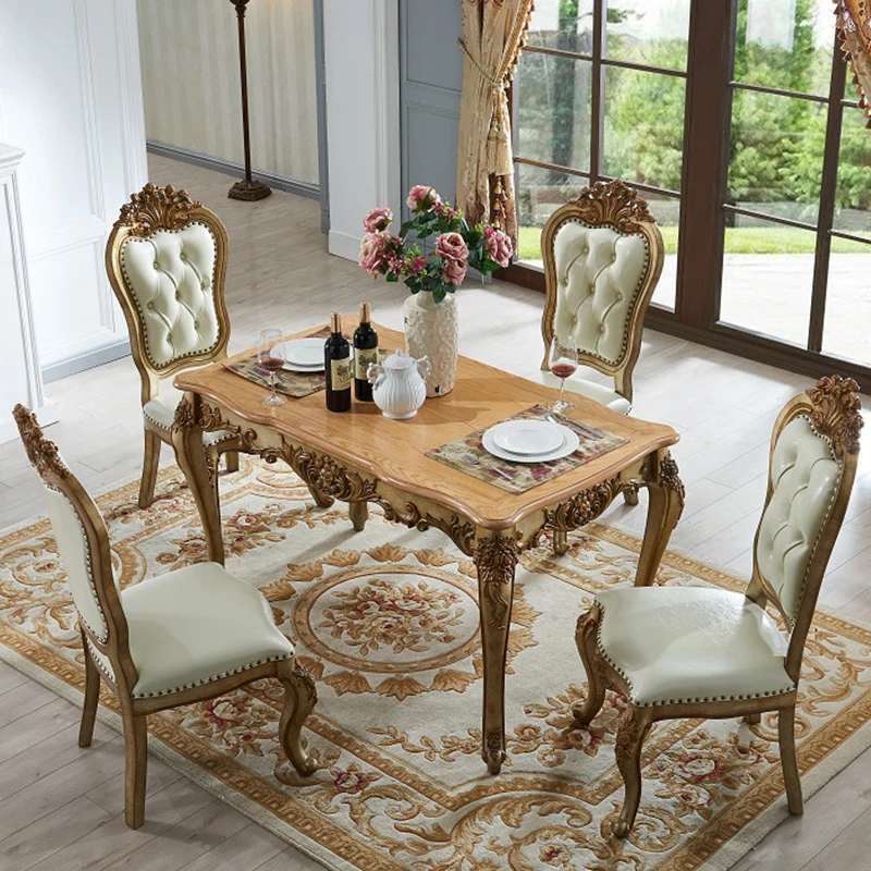 American all solid wood 1.4 meters 1.5 meters rubber wood dining table dining chair whole set black walnut brown batch