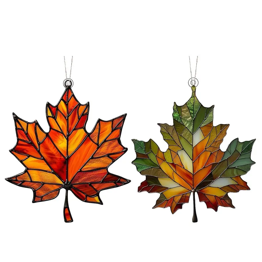 Pendentif feuilles d'automne, décor de fenêtre, feuilles d'érable en acrylique, ornements de vacances, décoration de maison, décorations d'automne pour Thanksgiving, fournitures de fête