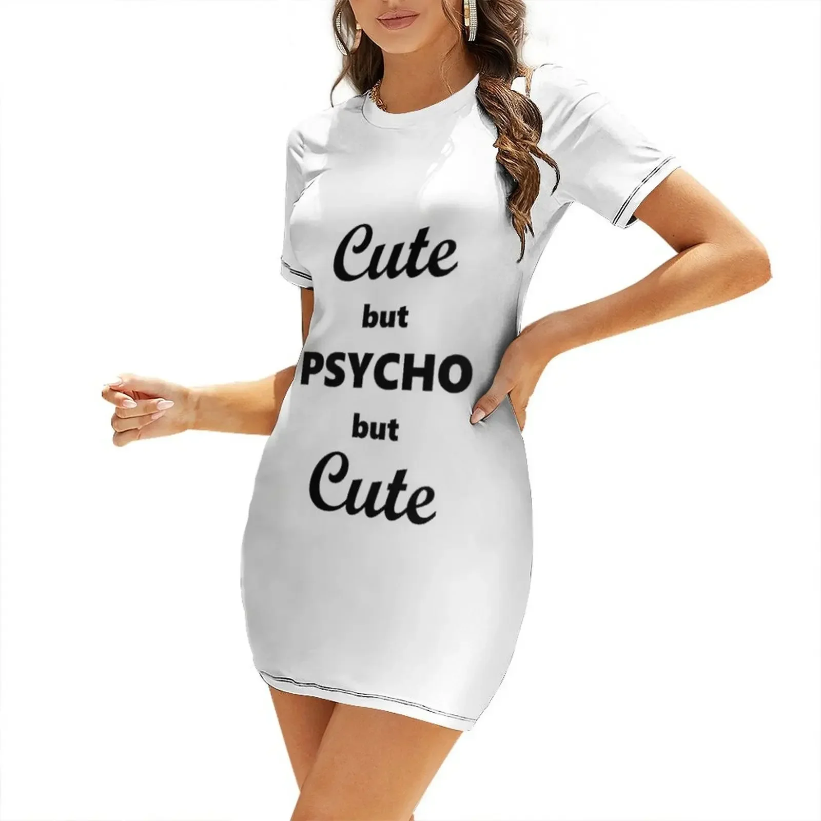 Cute but psycho but cute Short-Sleeved Dress Cocktail of dresses dress korean style evening dress ladies