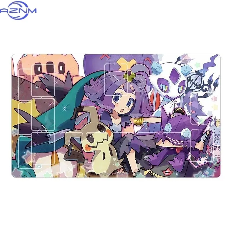 PTCG Pokemon Dedicated GAME Card Mat Battle Marnie Iono Pikachu Charizard Mewtwo Gift Toy Anime Table Mat 60x35x0.2cm