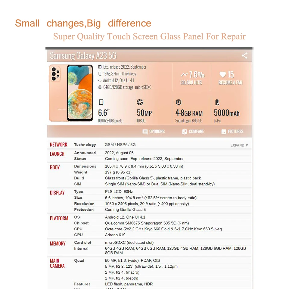 10 szt. Panel dotykowy, przednia szybka z OCA do Samsung Galaxy A17 A16 A14 A24 A34 A54 A15 A25 A35 A55 A13 A23 A33 A53 A73 — zdjęcie produktu 4