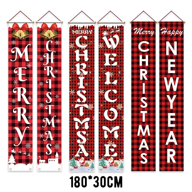 Nuovo Buon Natale Porta Banner Decorazione 2024 Decorazioni di Natale per la casa Natale Appeso Ornamenti Navidad Noel Regali Capodanno