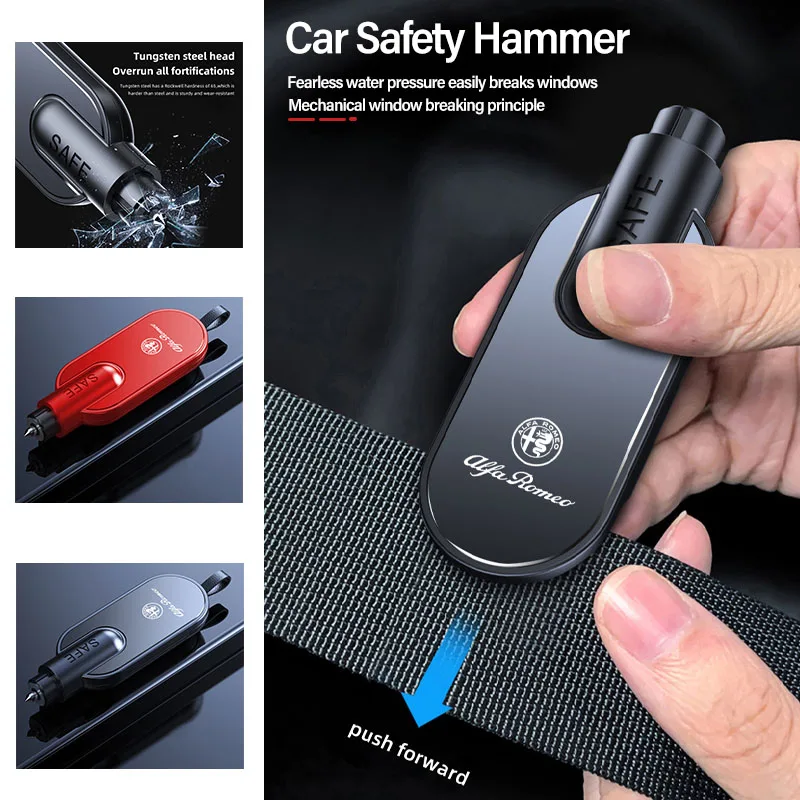 

2026 Горячая автомобильная наклейка Автомобильный молоток безопасности Авто аварийный выключатель оконного стекла Резак для ремней безопасности Инструмент для побега для Alfa Romeo 159 166 G