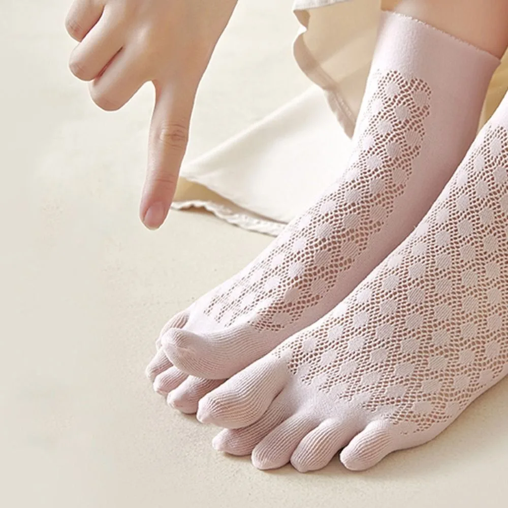 ยืดหยุ่นสบายผ้าฝ้ายกํามะหยี่สีทึบผ้าไหมน้ําแข็งห้านิ้วถุงเท้าบางถุงเท้าผู้หญิงร้านขายชุดชั้นในBreathable