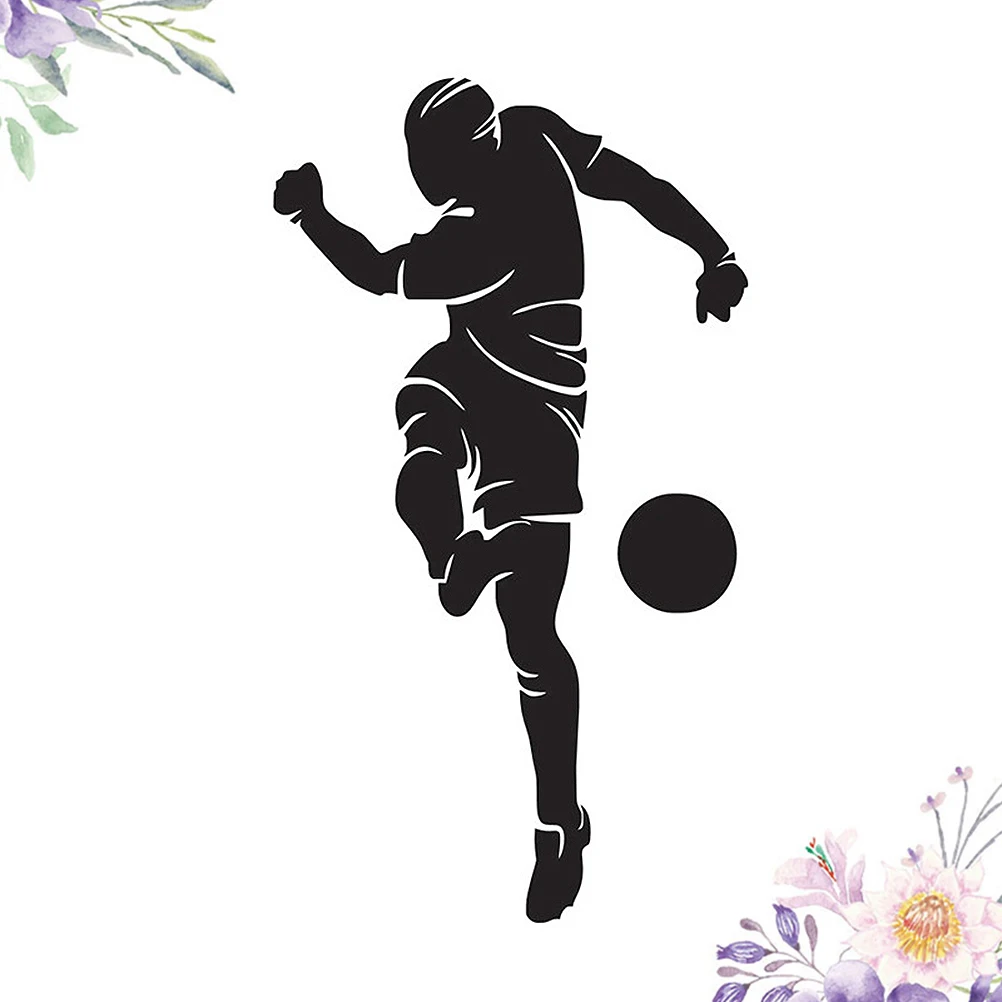 

1Pc Self Adhesive Wall Stickers Creative Playing Football Wall Paper Sports Background Stickers Fashion Wall Paste Decor(Black)