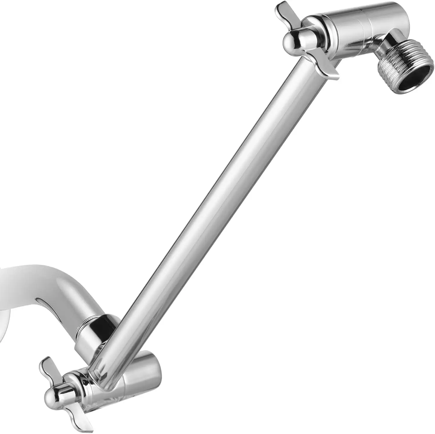 

11 Inch Shower Extension Arm with Lock Joints, Adjustable Height & Angle, Solid Brass Anti-leak Chrome