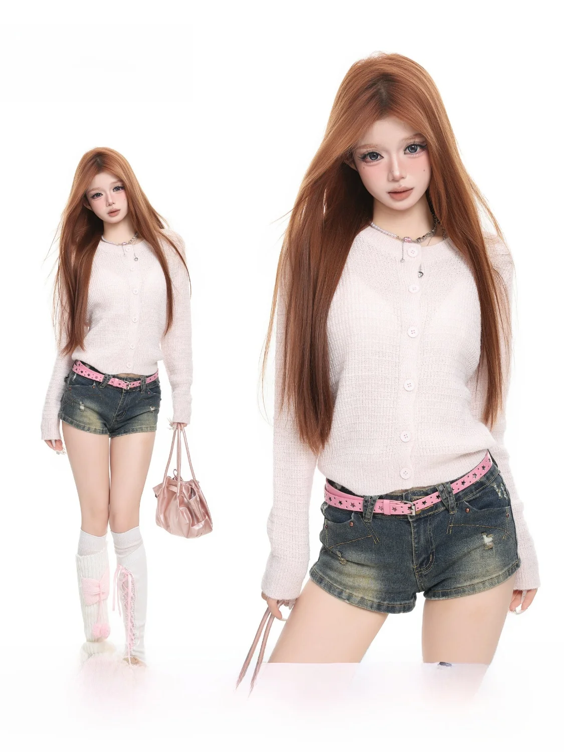 

Женский вязаный свитер BASTERDS в корейском стиле с круглым вырезом, мягкий, дышащий, весенняя новинка, универсальный кардиган для похудения