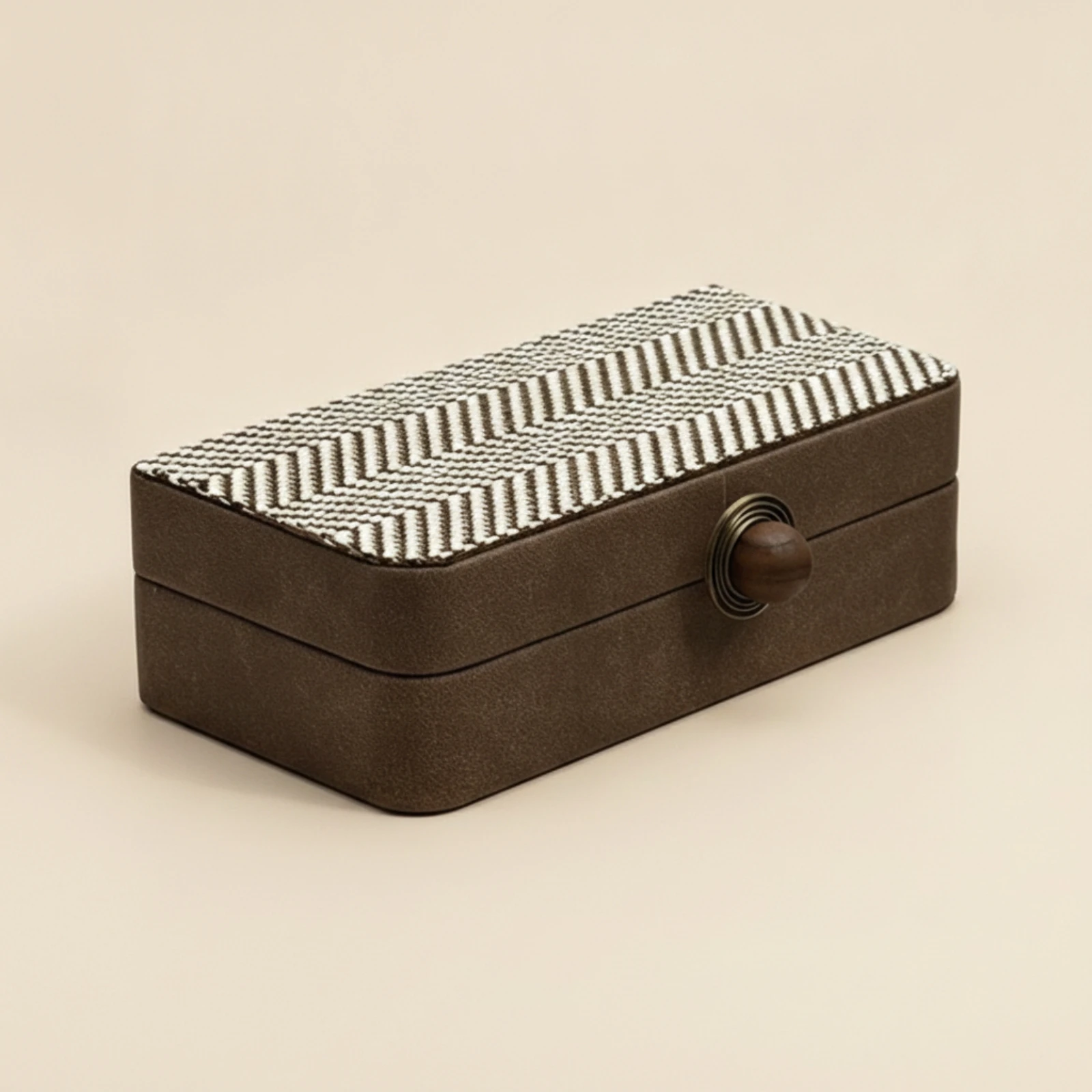 Tissue Box with Wooden Knob Rectangular Desktop Storage Box Desk Organizer Elegant Modern for Vanity, Bedside Table