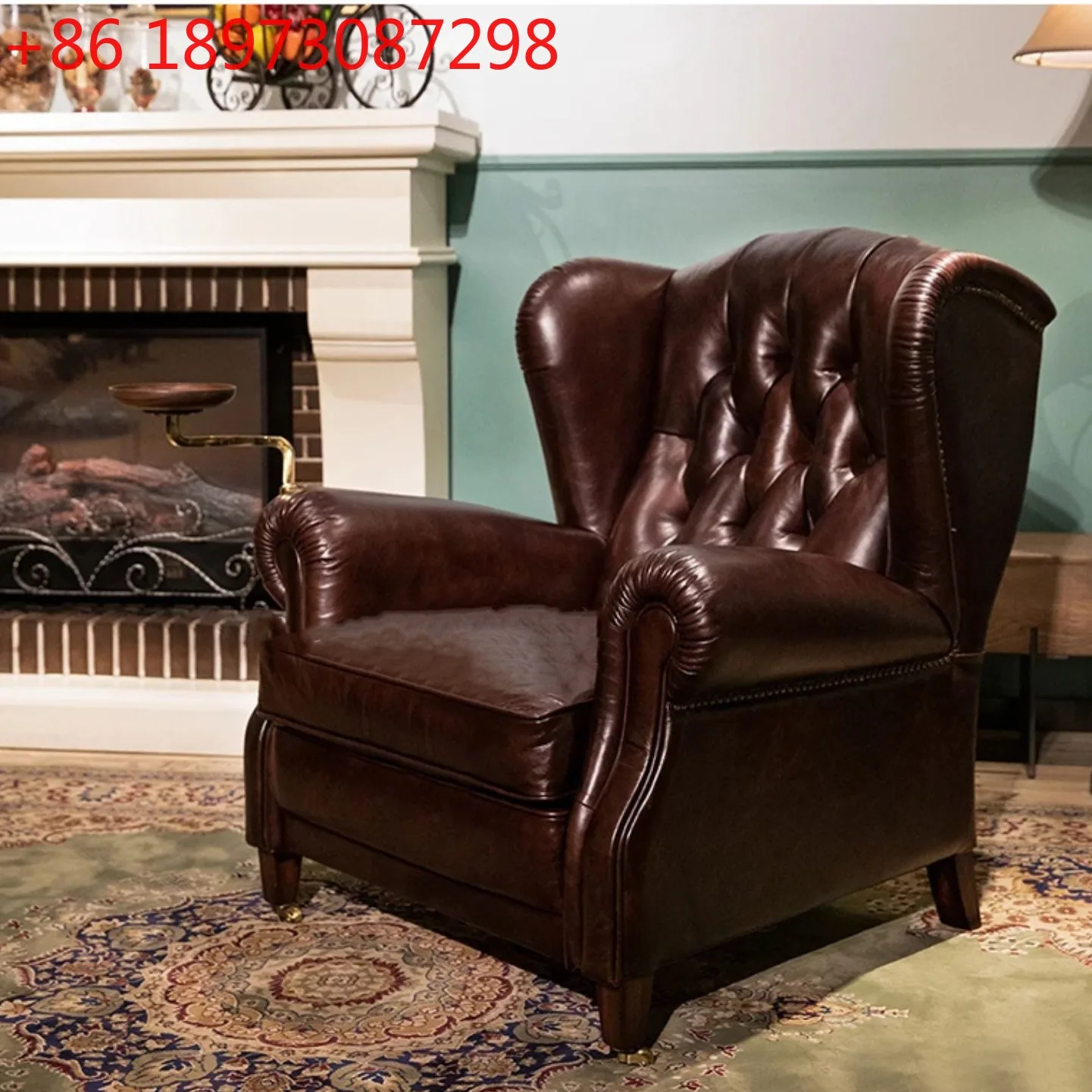 

Итальянский кожаный стул крестного отца, классический современный простой стул для гостиной, одиночный диван