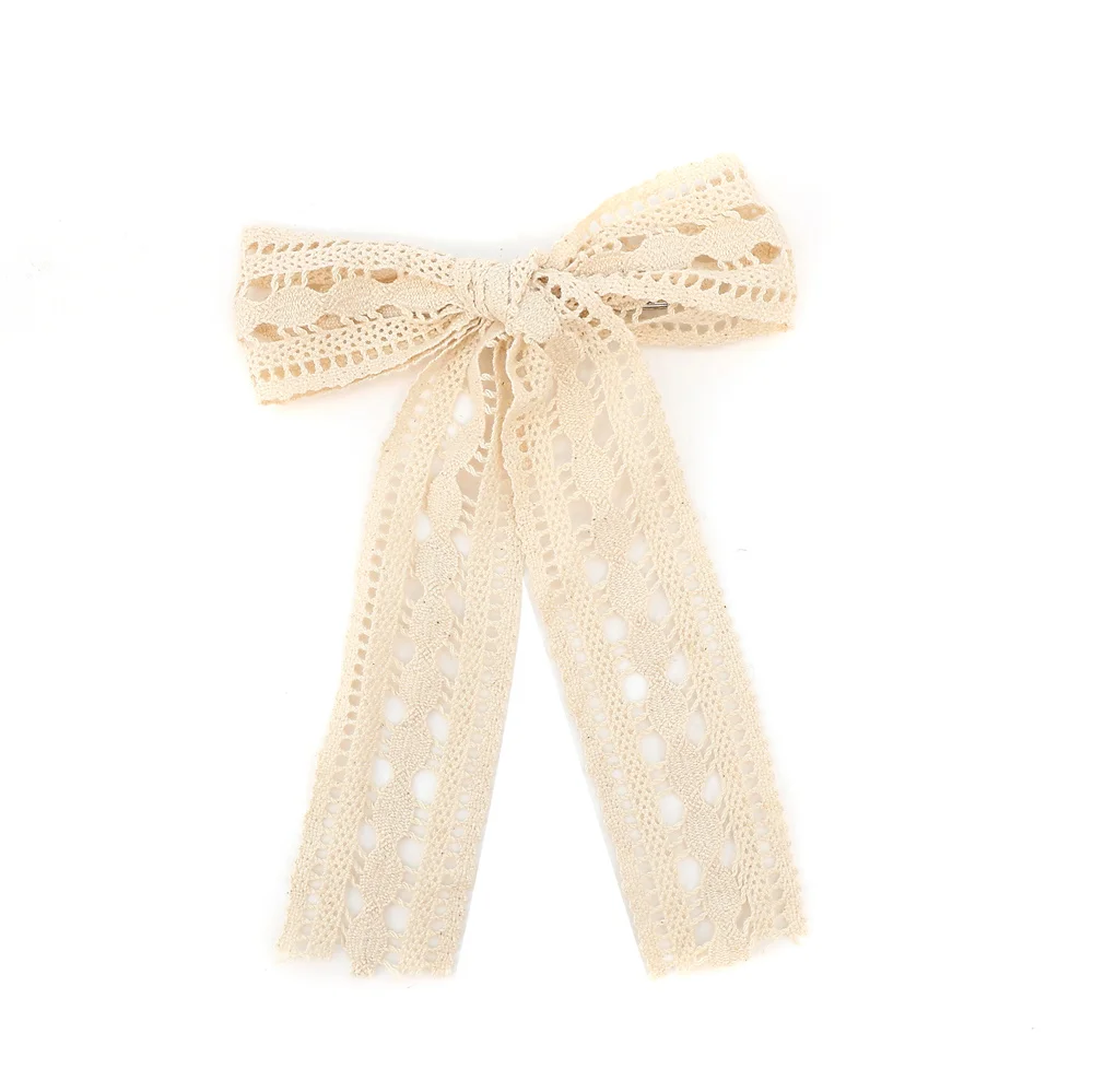 A16 010H Fashion Hair Accessories Lace Hair Bows Cute Hairpins Girls duckbilled  Hair Clips Barrettes Solid Clip Kids Headwear