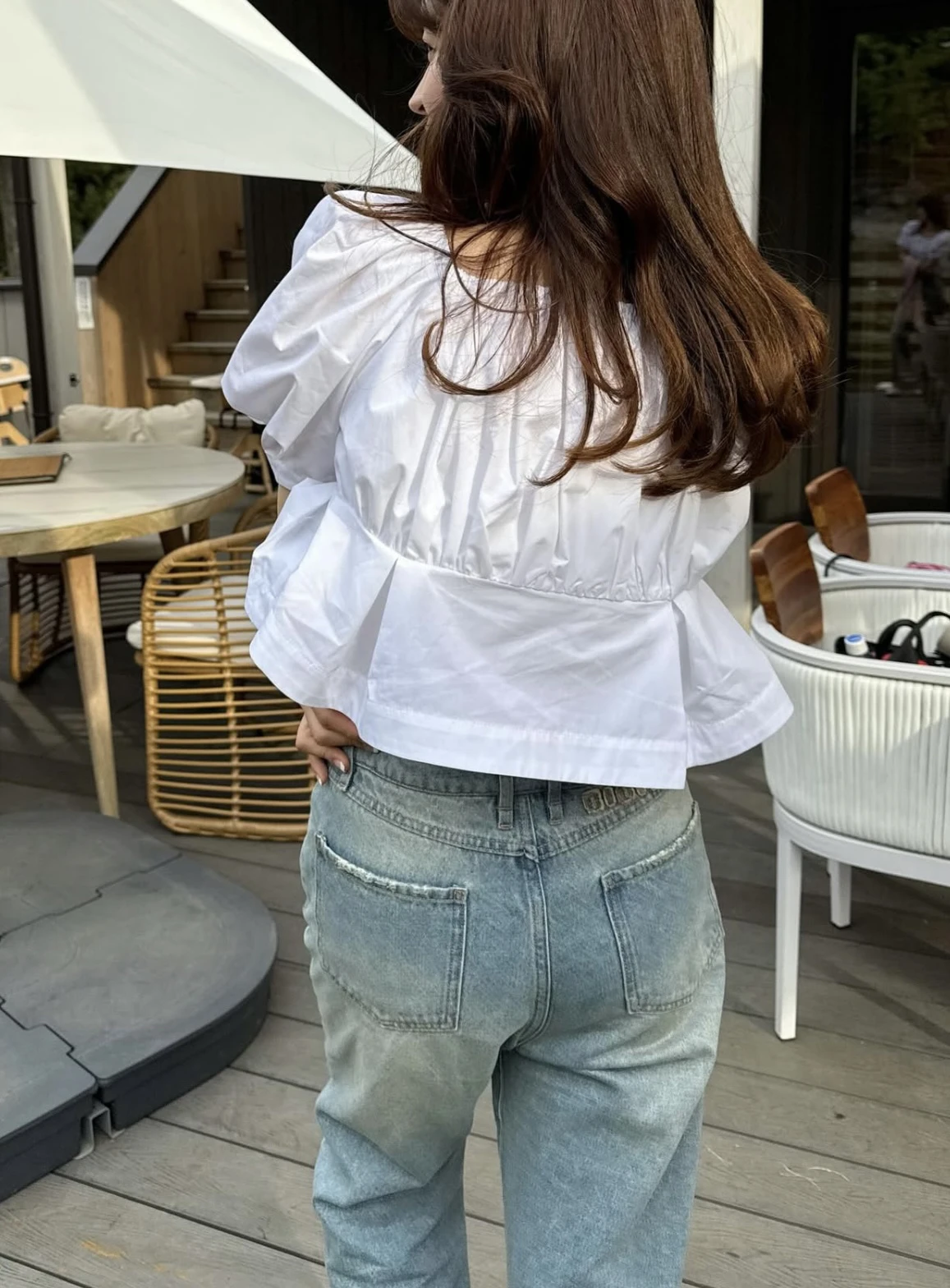 Japanese Frilly Summer Bubble Sleeve Shirt Square Collar Top 2025 New Unique Chic Beautiful Design Short Sleeve White Shirts