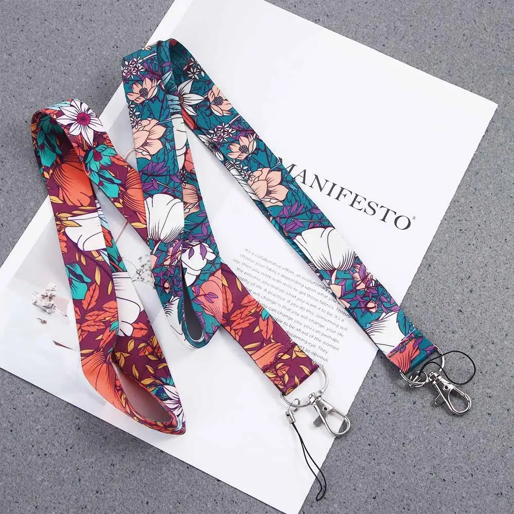 Tag Holder Mobile Phone Strap Key Ring Holder Webbings Ribbon Flower Lanyard Badge Holder Keys Keychain ID Card Pass Hang Rope