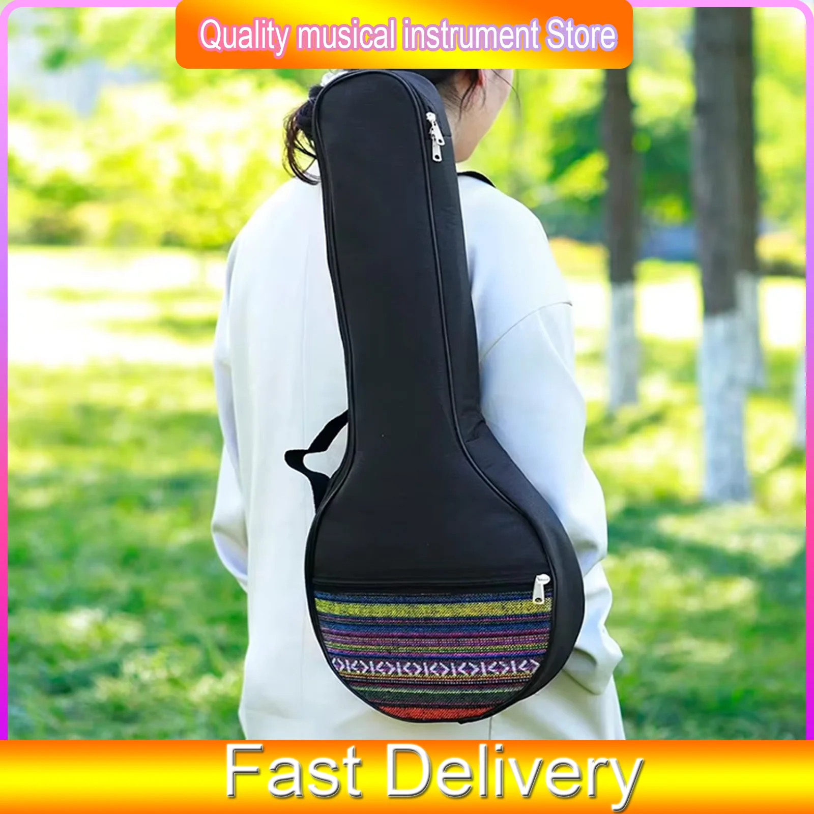 IRIN 4-String Banjo Gig Bag Concert Ethnic Style Plus Cotton Carrying Bag Case Banjo Ukulele Backpack Bag Instrument Parts