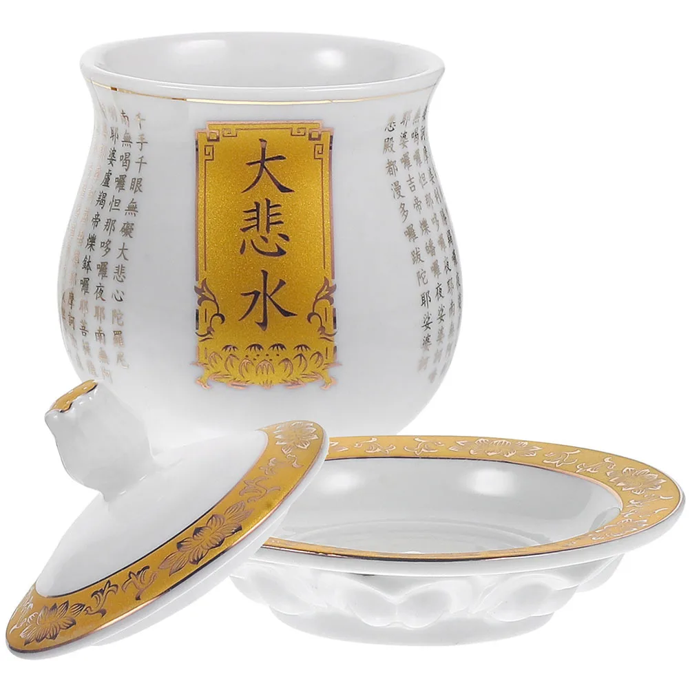 

Buddhist Water Offering Cup Ceramic Copper Altar Cup Tray Lid Design Ritual Bowl Meditation Offering Vessel Buddhist Supplies