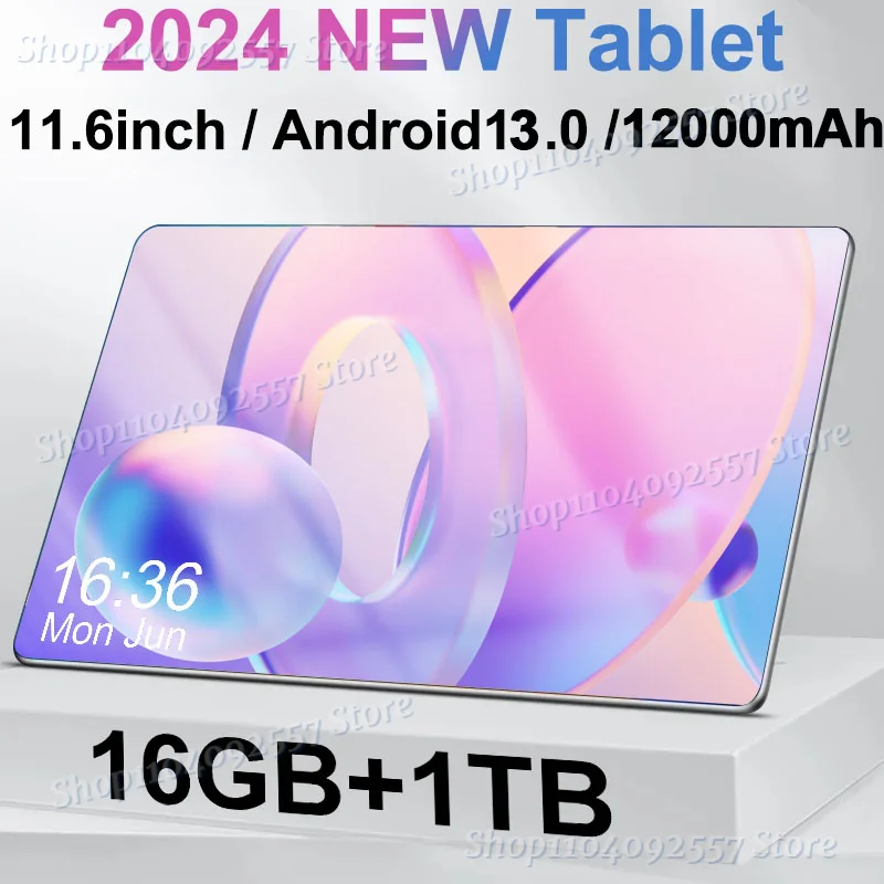 

2024 New 5G Tablet 11.6 inch Android 13.0 Phablet MTK6797 16GB RAM 1TB ROM Tablet PC Dual Cameras Dual sim card Wifi Type-c