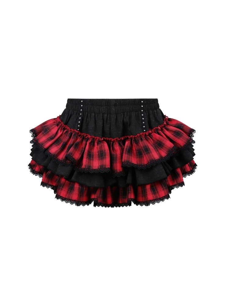 Japanese Dark Academia Gothic 2 Piece Set Women Slim Sleeveless Top + Plaid Cake Skirt New Vintage Fashion Sweet JK Outfit 2025 - Image 6