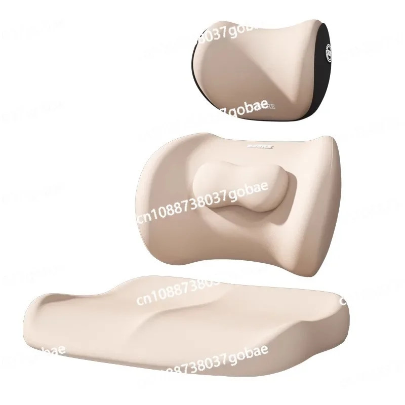 Japanese Seat Cushion Car Headrest Waist Rest Set Four Seasons Universal Memory Cotton Waist Cushion To Protect Cervical