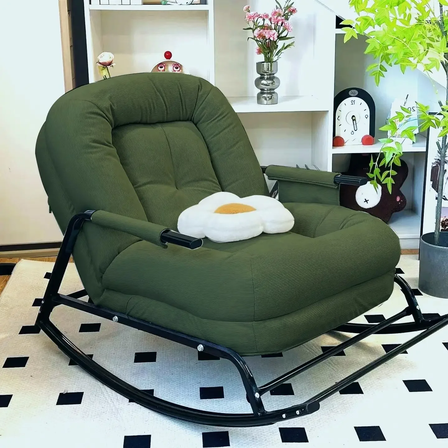 

Lazy Sofa Rocking Chair Household Balcony Leisure Lazy Chair Single Living Room Rocking Chair Adult Lunch Break Folding Recliner