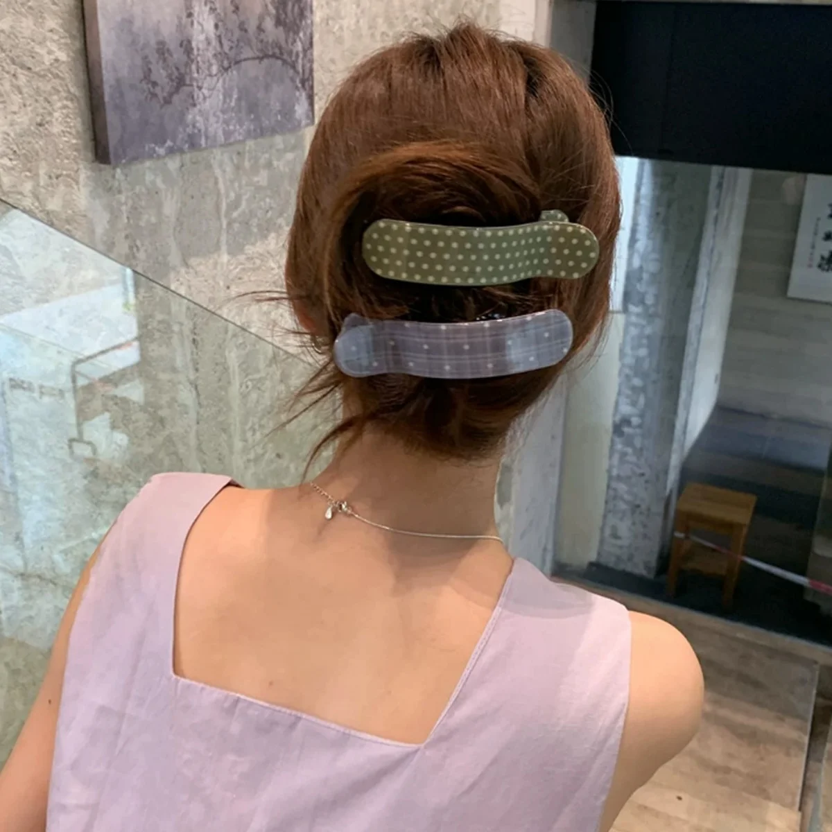 10CM Korean Colorful Plaid Polka Dot Leopard Print Hair Clip Hairpin for Women Girls Simple Hair Claw Hair Accessories Headwear