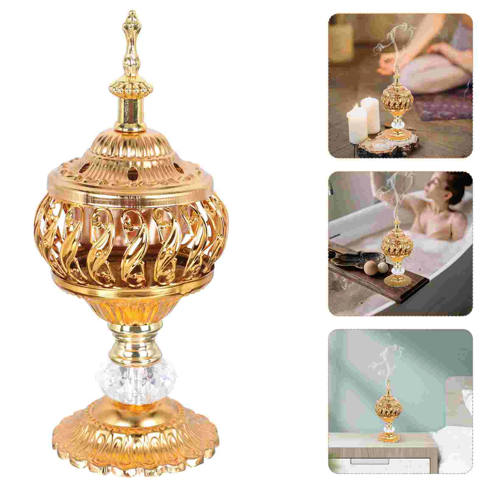 

2023 New Middle East European Style Incense Burner Electroplate Incense Censer Arabian Stick Frankincense Portable Vintage Decor