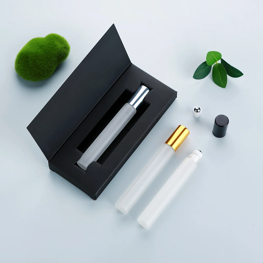 

30 шт., 10 мл флаконов для духов из матового стекла, мини-портативный дизайн, герметичный и плавный перекат, многоразовый, с элегантной коробкой