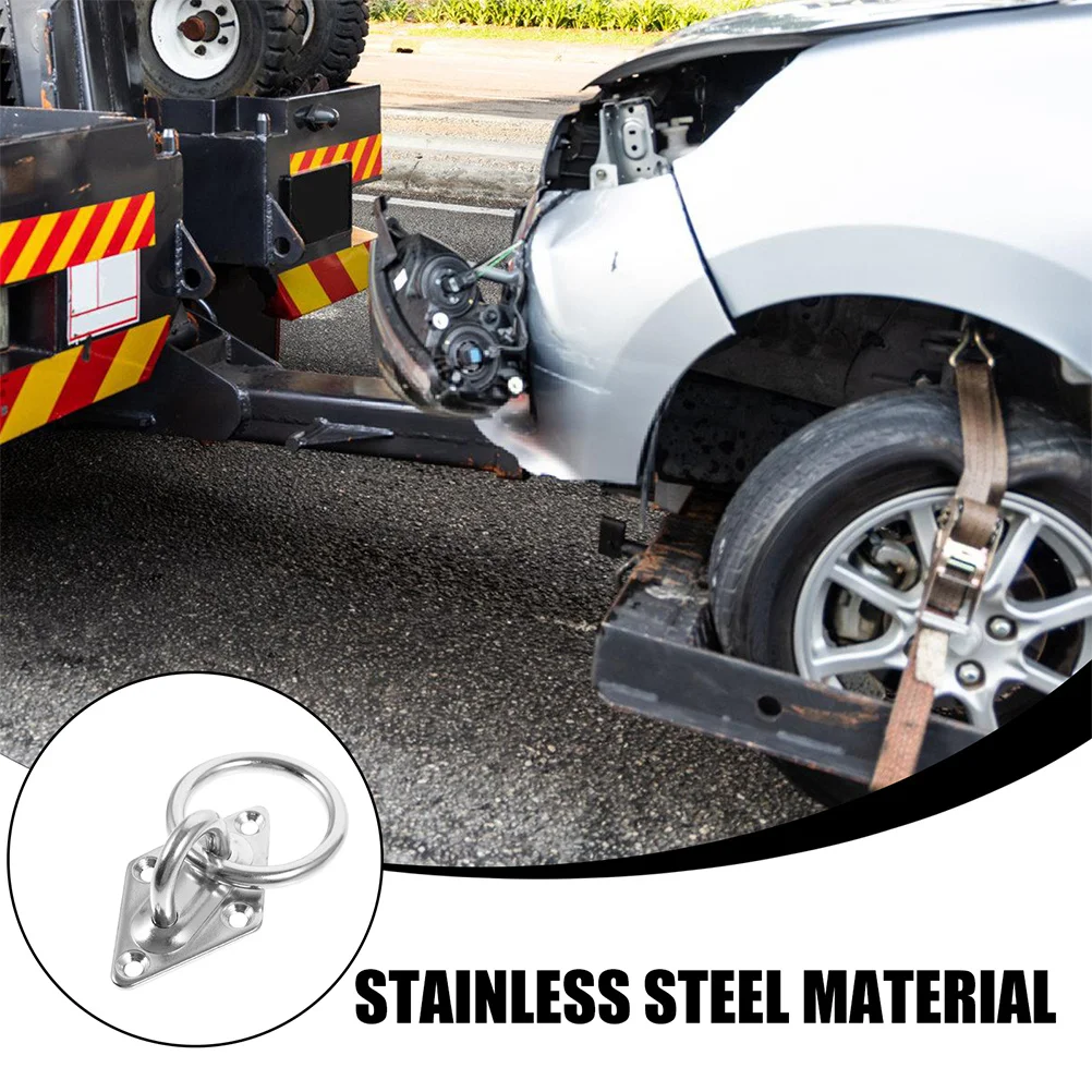 

2pcs Stainless Steel Trailer Pull Tab O Ring Anchors Heavy Duty Truck Bed Tie Down Mounting Plate Durable For