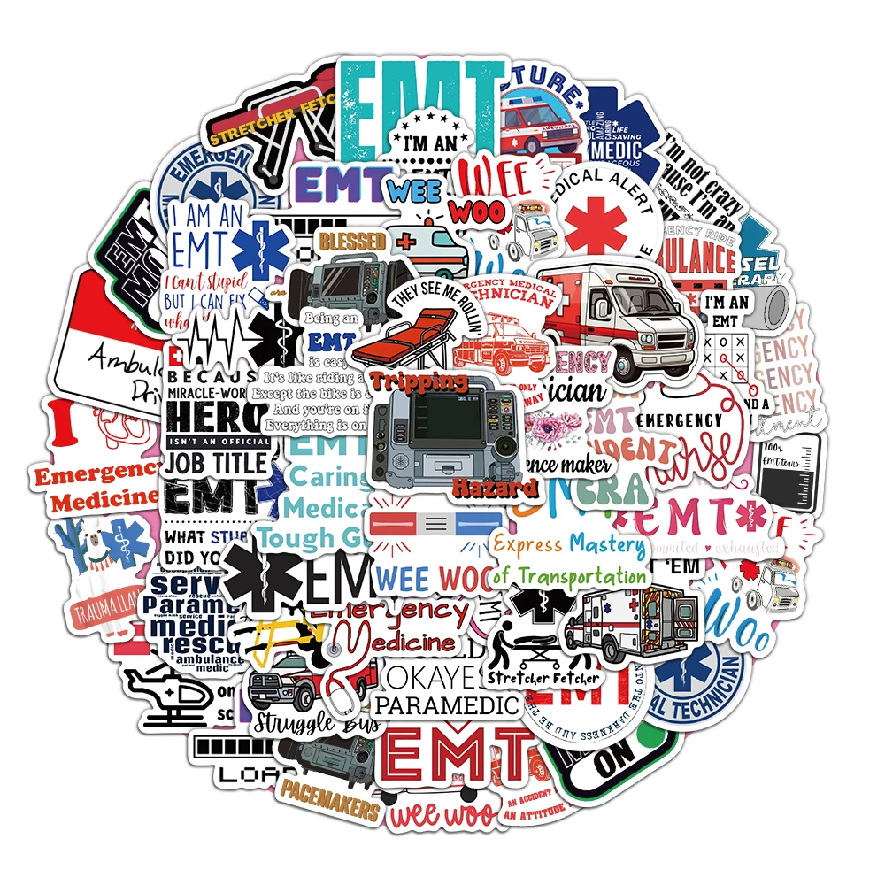 50PCS Emergency Medical Technician Stickers Exquisite Handbooks Materials Phone Cases Laptop Suitcases Water Cups Waterproof
