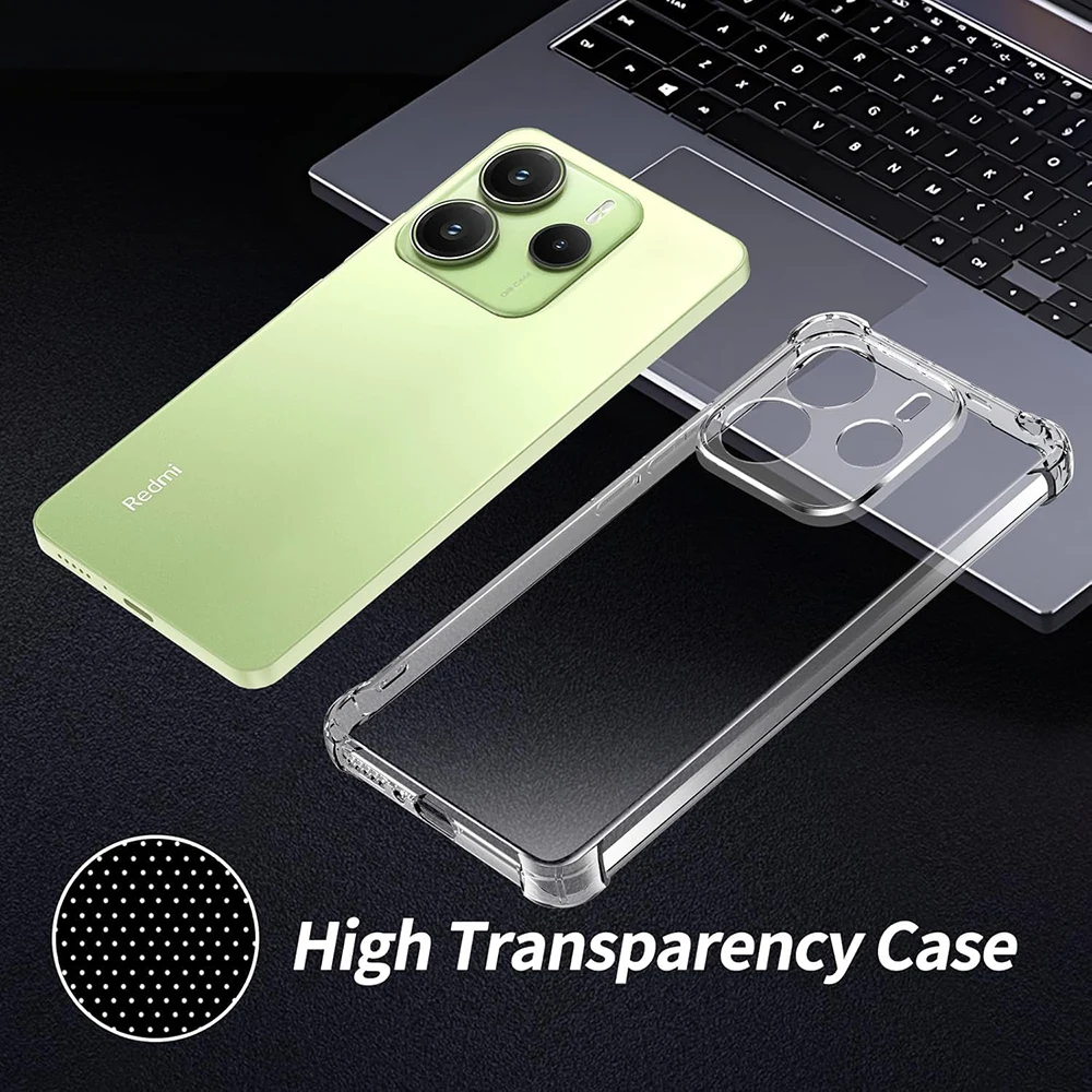 Transparente, stoßfeste Silikonhülle für Xiaomi Redmi Note 14 Pro Plus Pro+ 4G 5G, ultradünne Softshell-Rückseite RedmiNote 14 – Detail 5