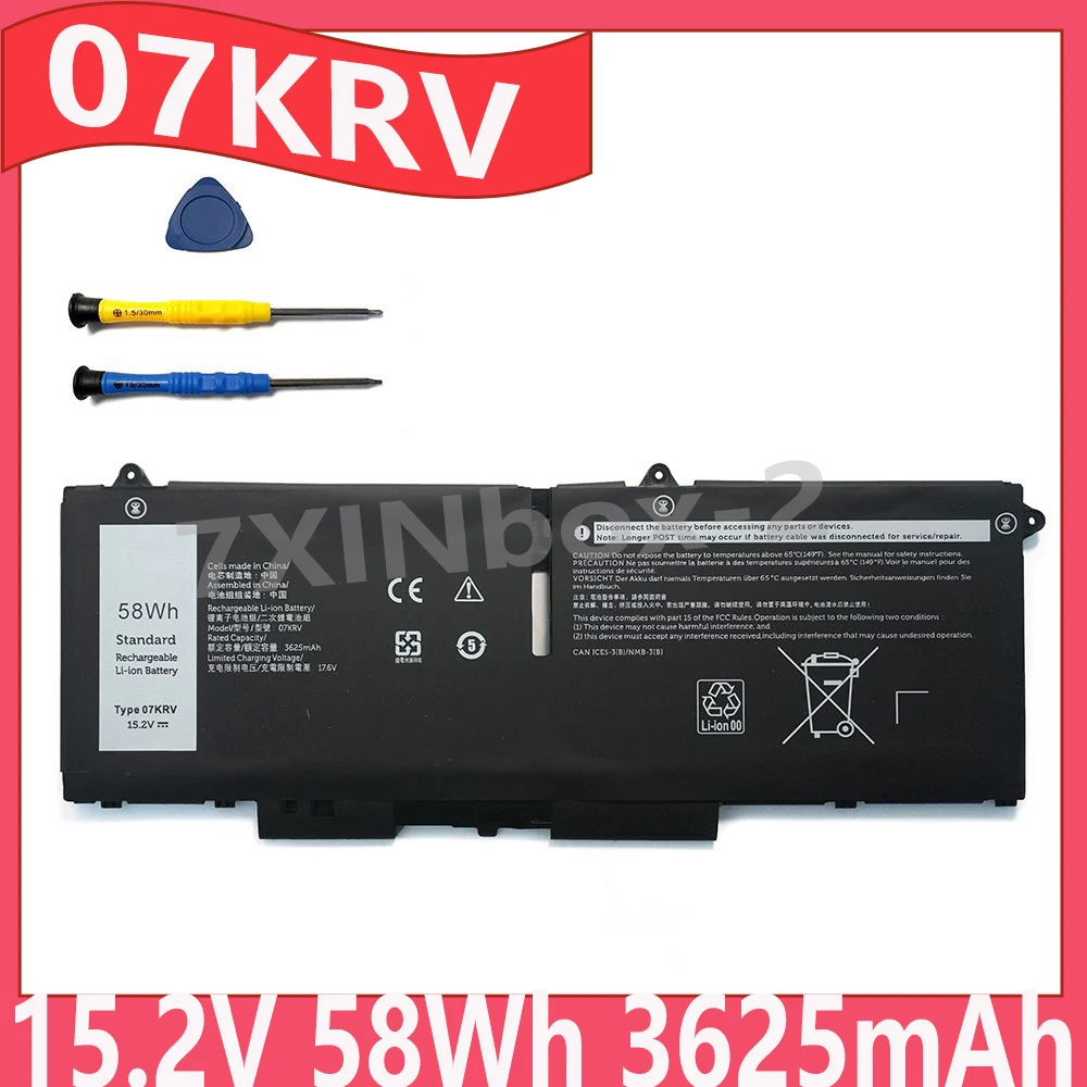 07KRV 15.2V 58Wh 3625mAh Laptop Battery For Dell Latitude 5530 5430 5330 Precision 3570 P104F P137G Series H4PVC Y86WG 4FVJG