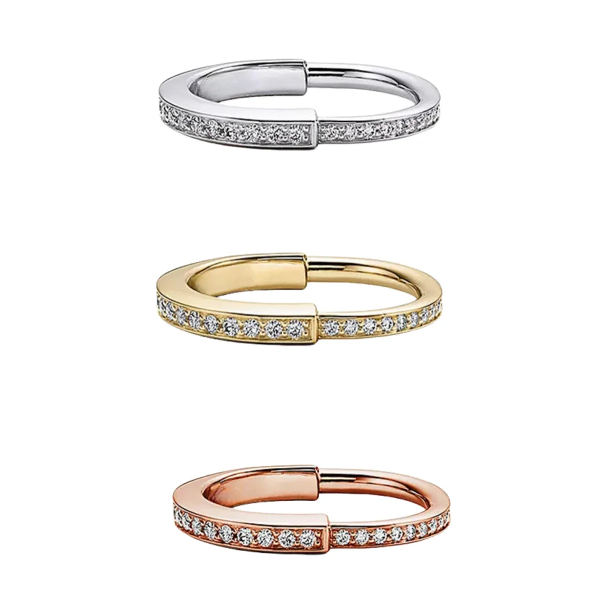 

S925 sterling silver full diamond lock series ring, a combination of fashion and affordability