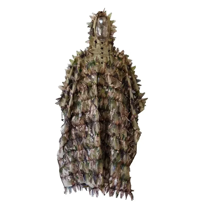 Custom Leaf Camouflage Ghillie Hunting Poncho Cloak PVC Coating Polyester Lightweight Durable Breathable Adjustable Hiding